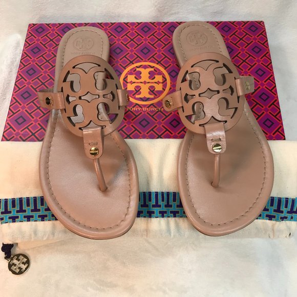 Tory Burch Shoes - NIB Authentic Tory Burch Leather Miller Sandals in Tan Beige